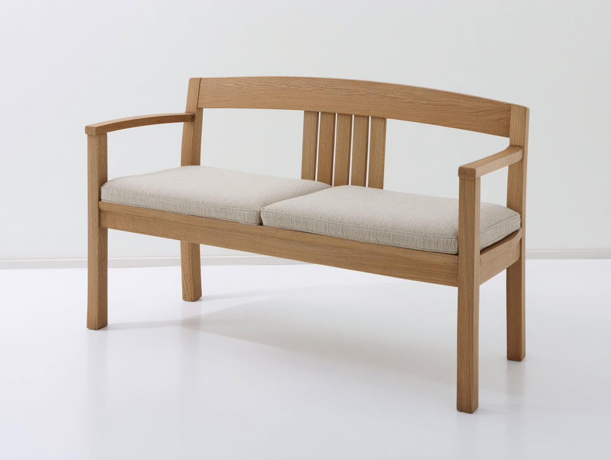 Gartenbank Holz und Stoff 165x65x90 cm - Naturholz-Beige - Modernes Design mit Armlehnen und Sitzpolstern