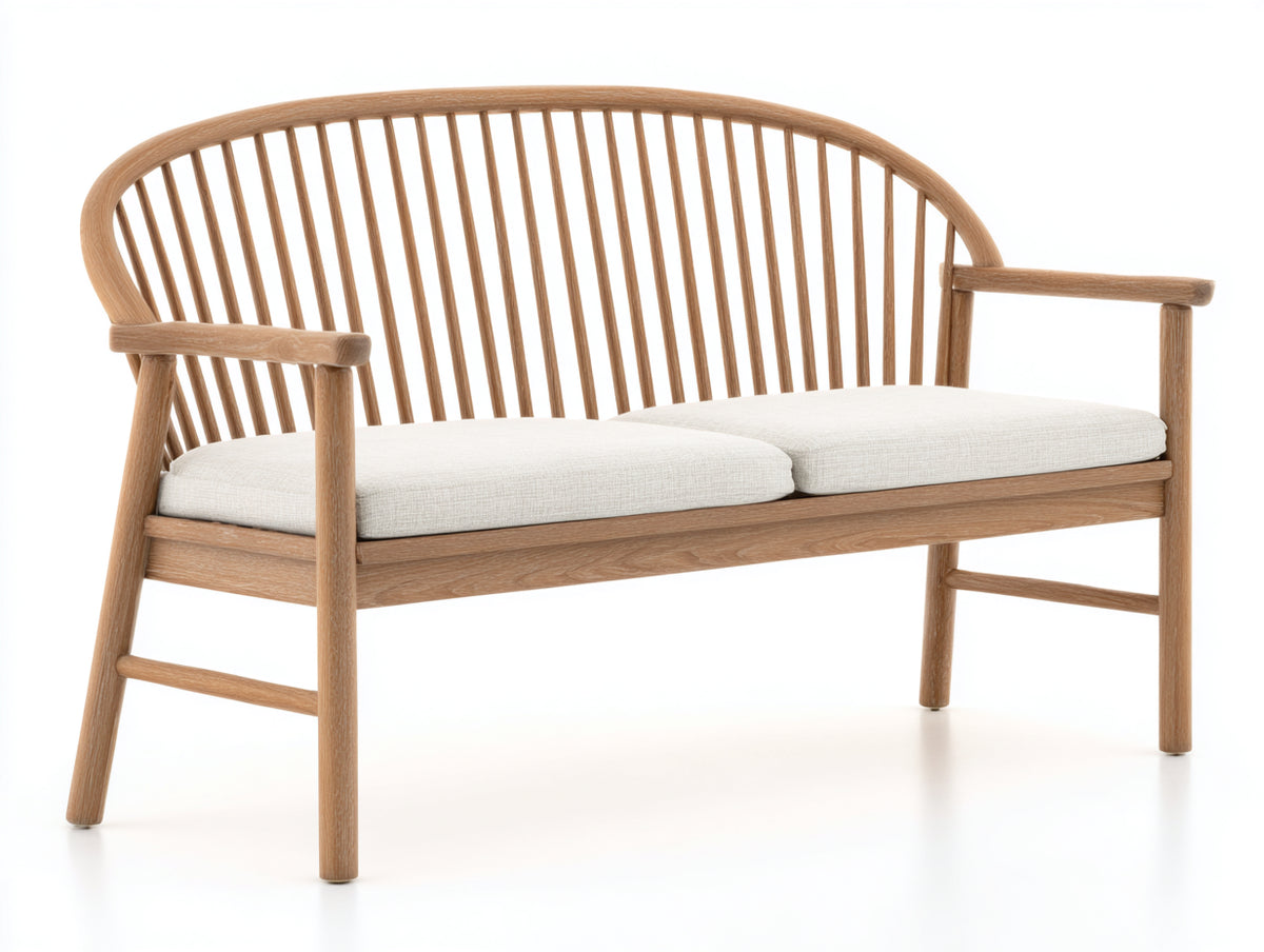 Gartenbank aus Holz 160x65x90 cm Natur Beige - 2-Sitzer - Gebogene Rückenlehne