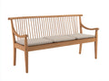 Gartenbank - Holz und Textilpolsterung - 180 x 65 x 90 cm - Naturholz-Beige - Klassische Gartenbank mit Armlehnen und Spindelrücken