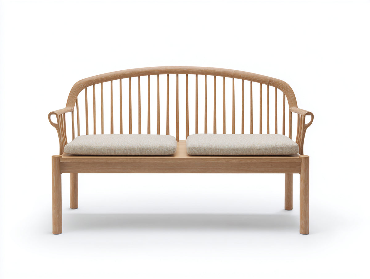 Gartenbank Holz 175x65x95 cm - Naturholz-Beige - geschwungene 2-Sitzer Bank im modernen Landhausstil