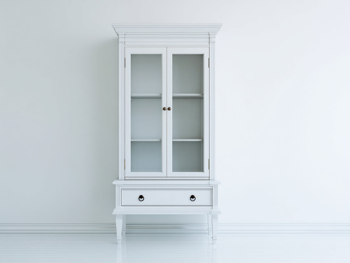 Bücherregal Vitrine 90x40x190 cm Holz Weiß Klassisches Design