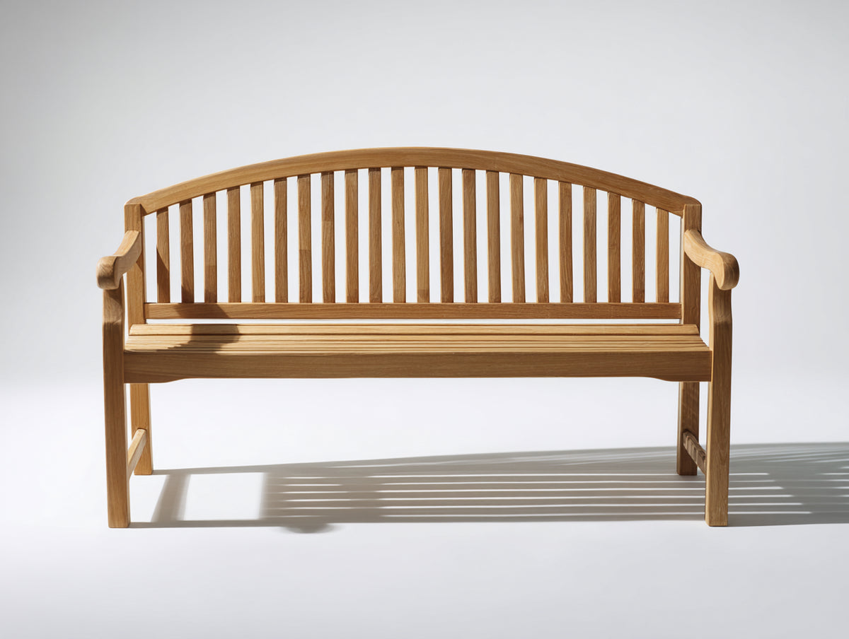 Gartenbank aus Holz 180x65x95 cm Natur - 3-Sitzer - Gebogene Rückenlehne