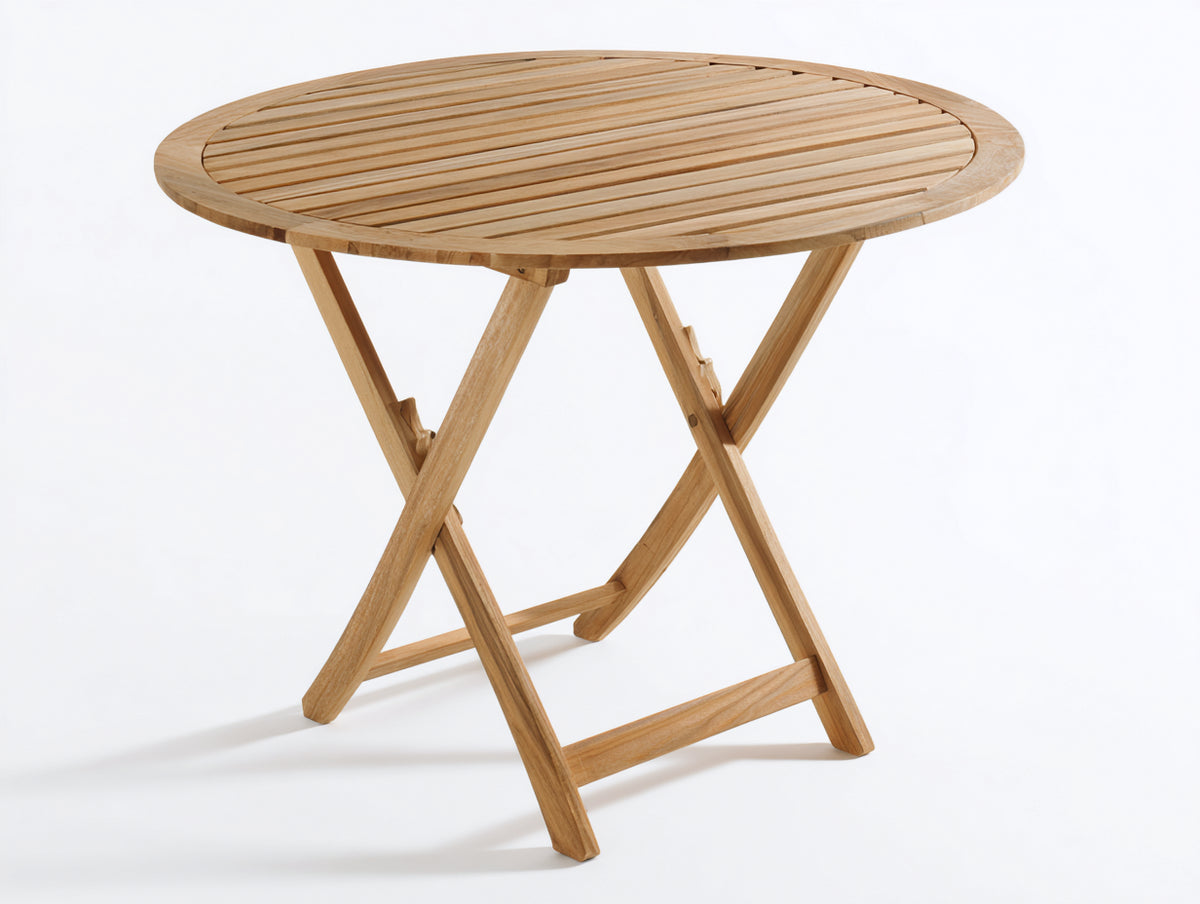 Gartentisch Holz 100x100x75 cm - Naturholz - runder Klapptisch im klassischen Gartenstil