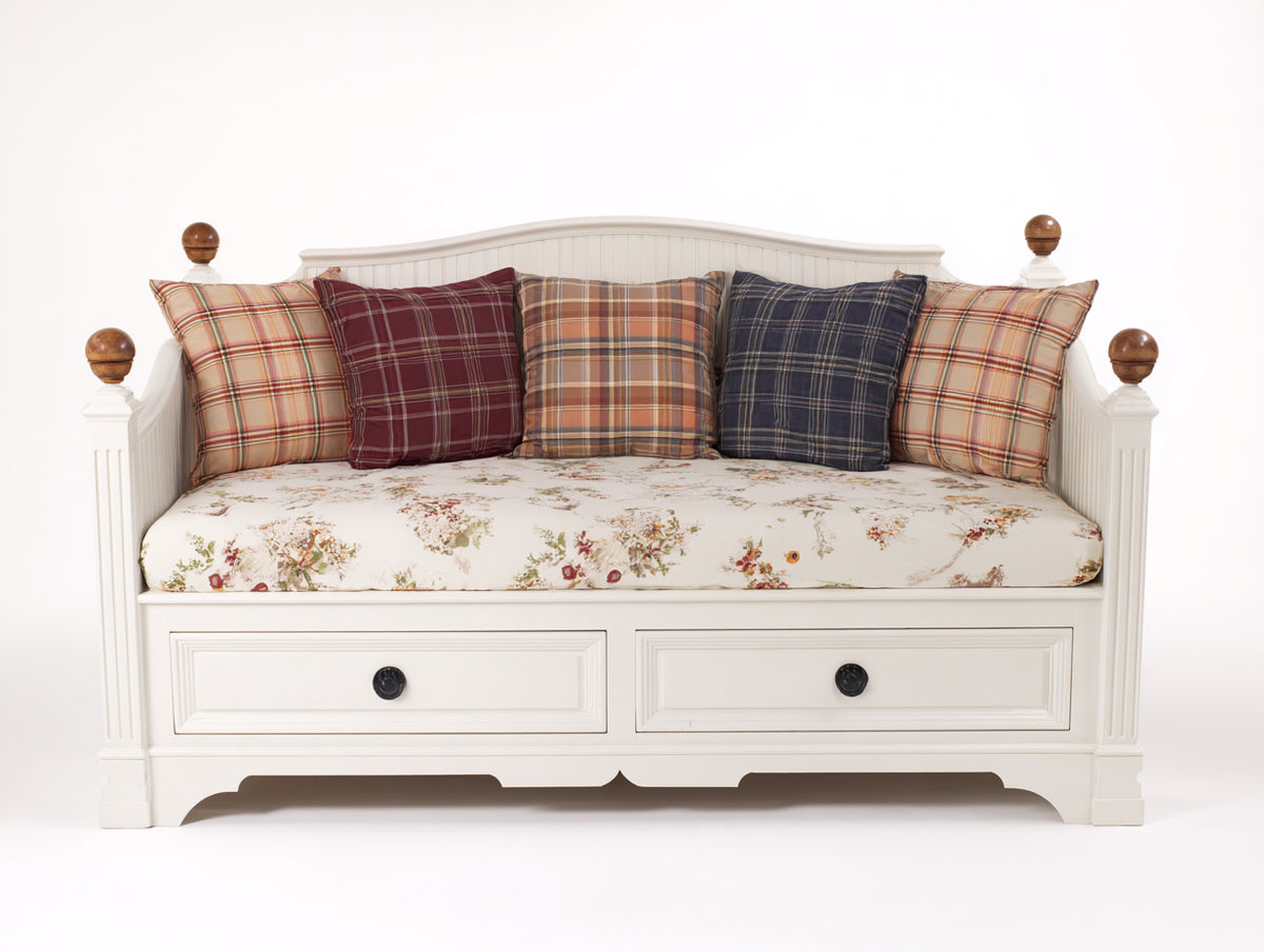 Schlafsofa Tagesbett 200x90x85 cm Holzrahmen Weiß Landhausstil