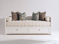 Schlafsofa - Holz und Textilpolsterung - 205 x 100 x 92 cm - Weiß-Beige - Modernes Design mit 2 Schubladen