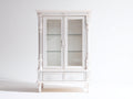 Bücherregal Holz und Glas 110x45x190 cm - Weiß - klassisches Design mit 2 Glastüren und 2 Schubladen