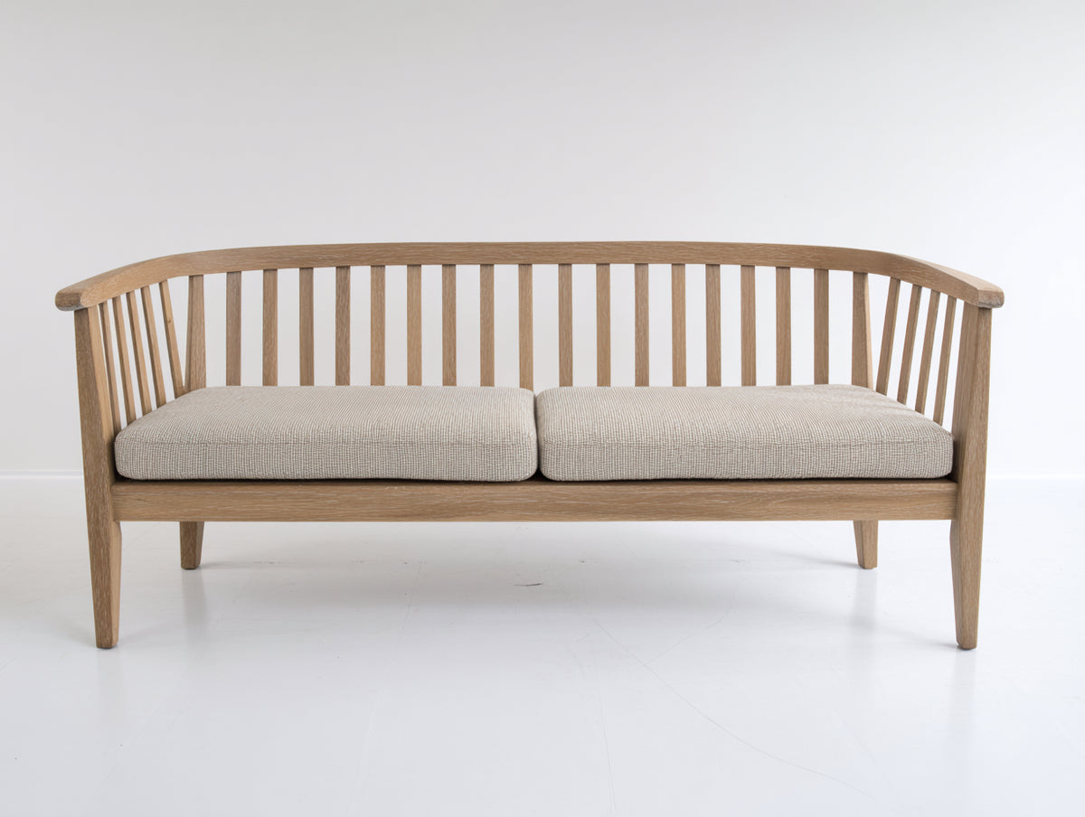 Gartenbank aus Holz 180x70x85 cm Natur Beige - 3-Sitzer - Gebogene Rückenlehne